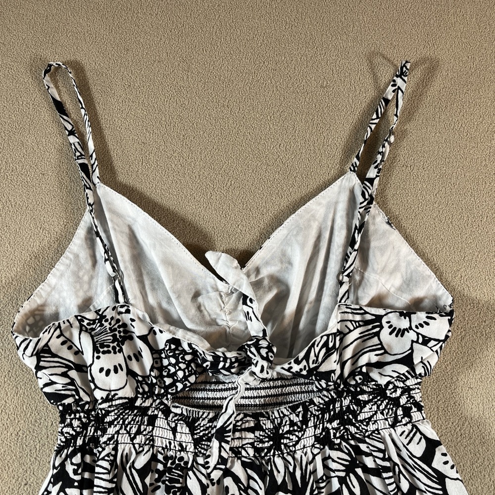 Aeropostale Maxi Dress Women's XS Black‎ White Pink Floral Hawaiian Resort Y2K - Picture 3 of 14